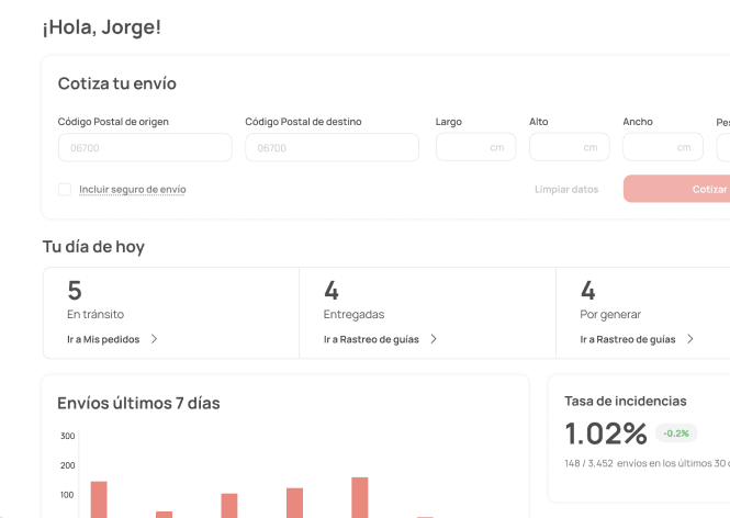 Dashboard de rastreo T1 Envíos